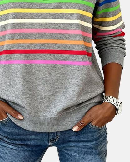 Madison | Women's Quarter Zip Sweatshirt Striped Long Sleeve Pullover