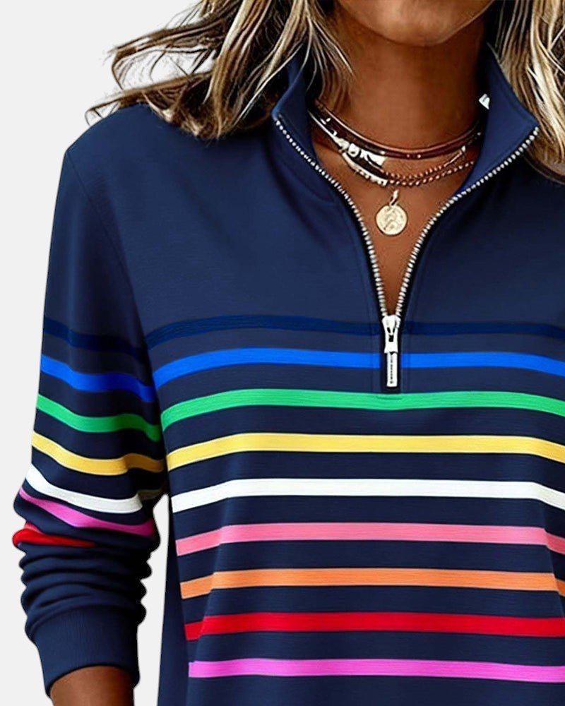 Madison | Zip Sweatshirt Striped Long Sleeve Pullover