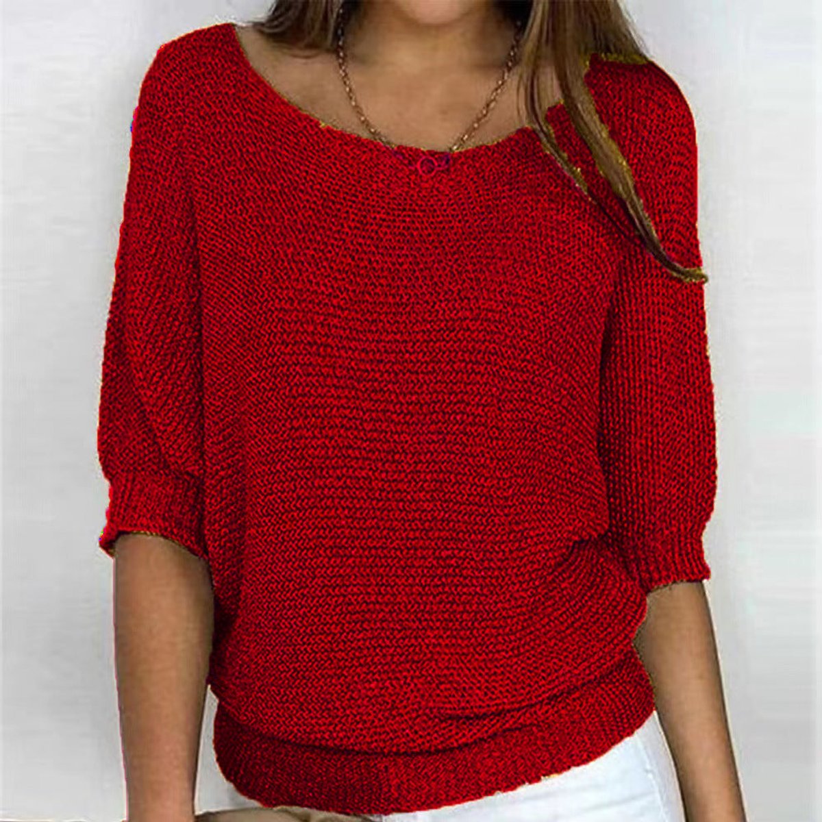 Eleanor - Women's Relaxed-Fit Batwing-Sleeve Knit Pullover Sweater