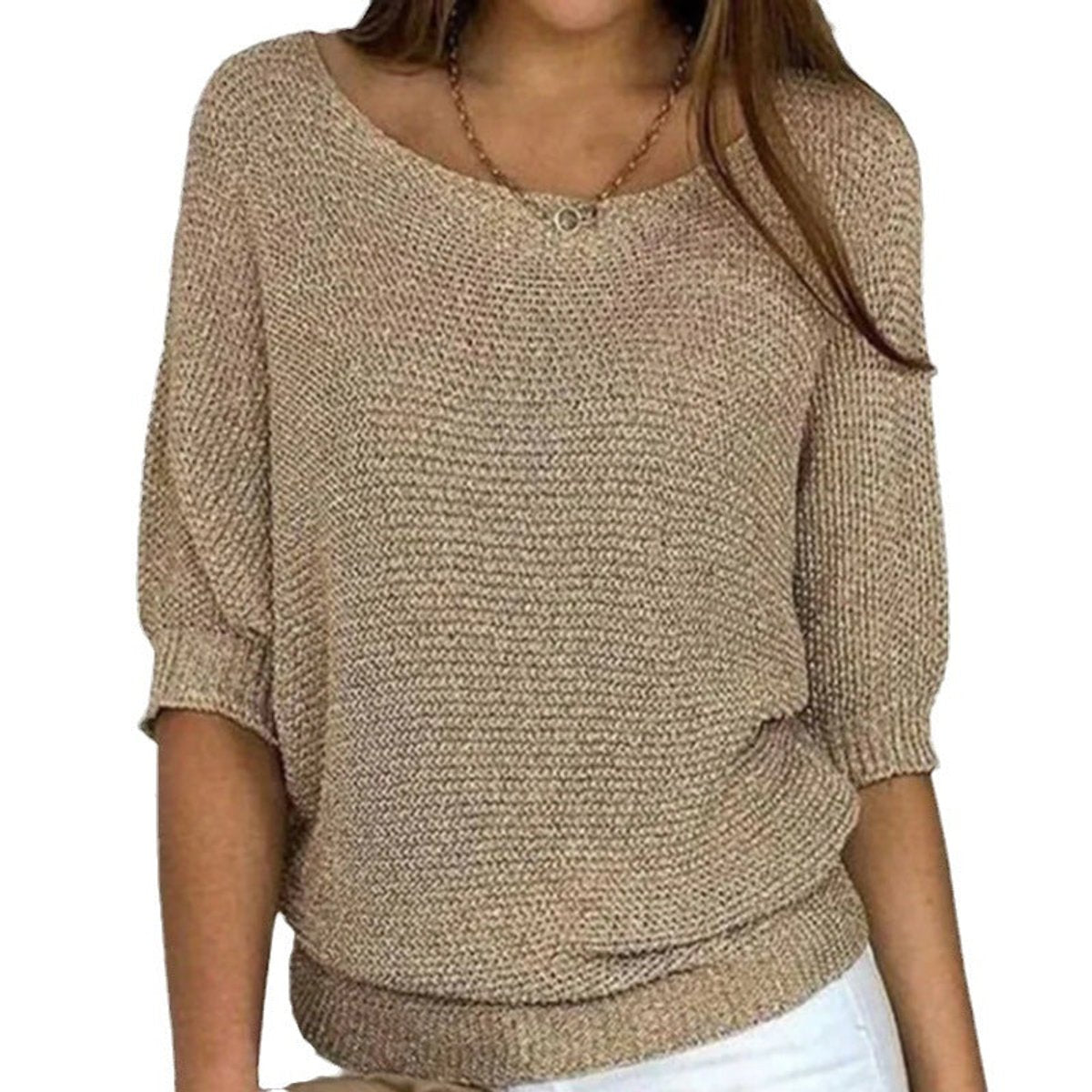Eleanor - Women's Relaxed-Fit Batwing-Sleeve Knit Pullover Sweater