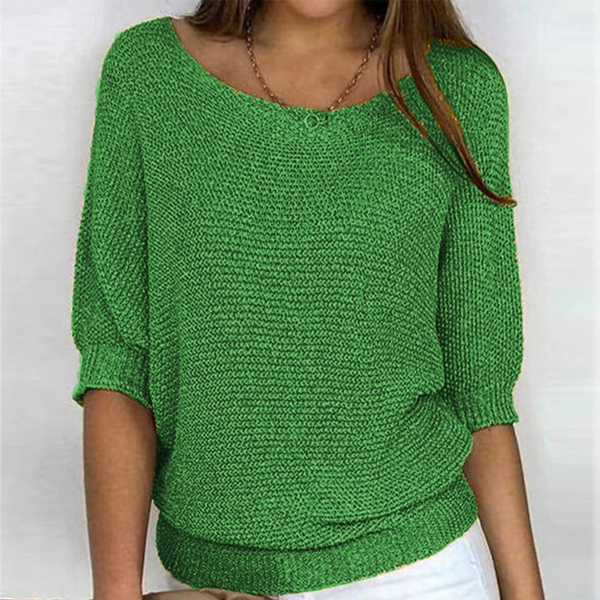 Eleanor - Women's Relaxed-Fit Batwing-Sleeve Knit Pullover Sweater