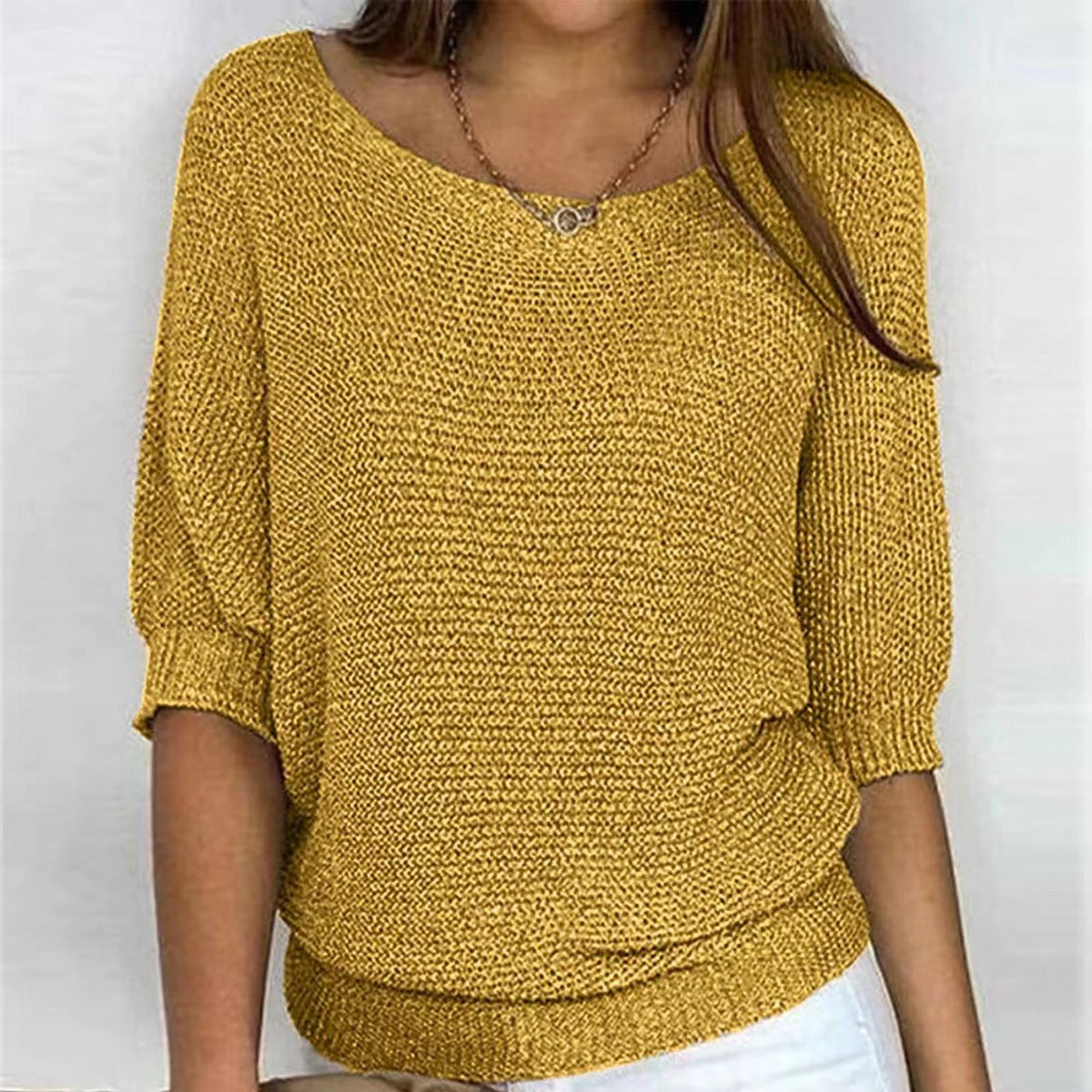 Eleanor - Women's Relaxed-Fit Batwing-Sleeve Knit Pullover Sweater