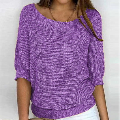 Eleanor - Women's Relaxed-Fit Batwing-Sleeve Knit Pullover Sweater