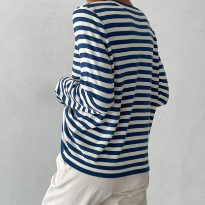 Evelyn | Women's Relaxed-Fit Nautical Striped Long Sleeve Sweater