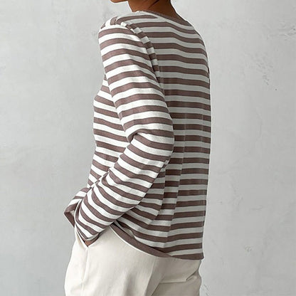 Evelyn | Women's Relaxed-Fit Nautical Striped Long Sleeve Sweater