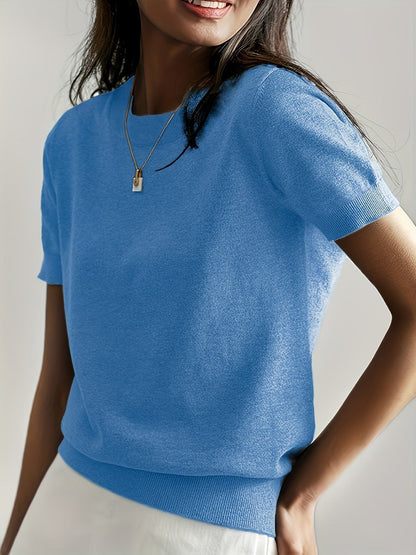 Amelia | Women's Relaxed-Fit Short-Sleeve Knit Sweater Top